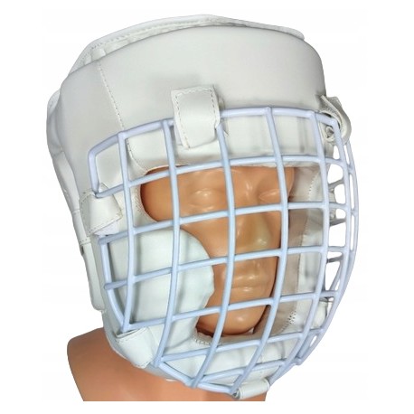 Kask Bushi Karate Kyokushin treningowy biały z kratką